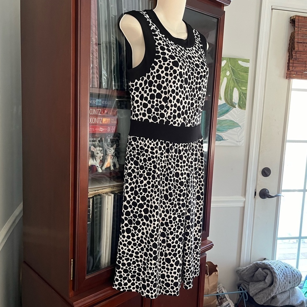 Talbots Sleeveless Dress 8P Black and White Splotches Spotted - Picture 7 of 14